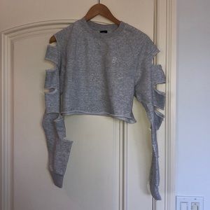 Cropped Grey Black Dope Sweatshirt